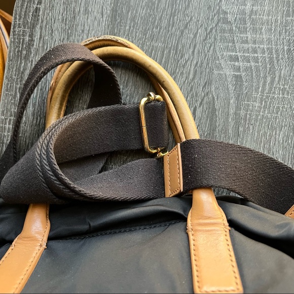 Tory Burch Perforated Logo Black Nylon Drawstring Top handle Large Crossbody - Picture 9 of 14